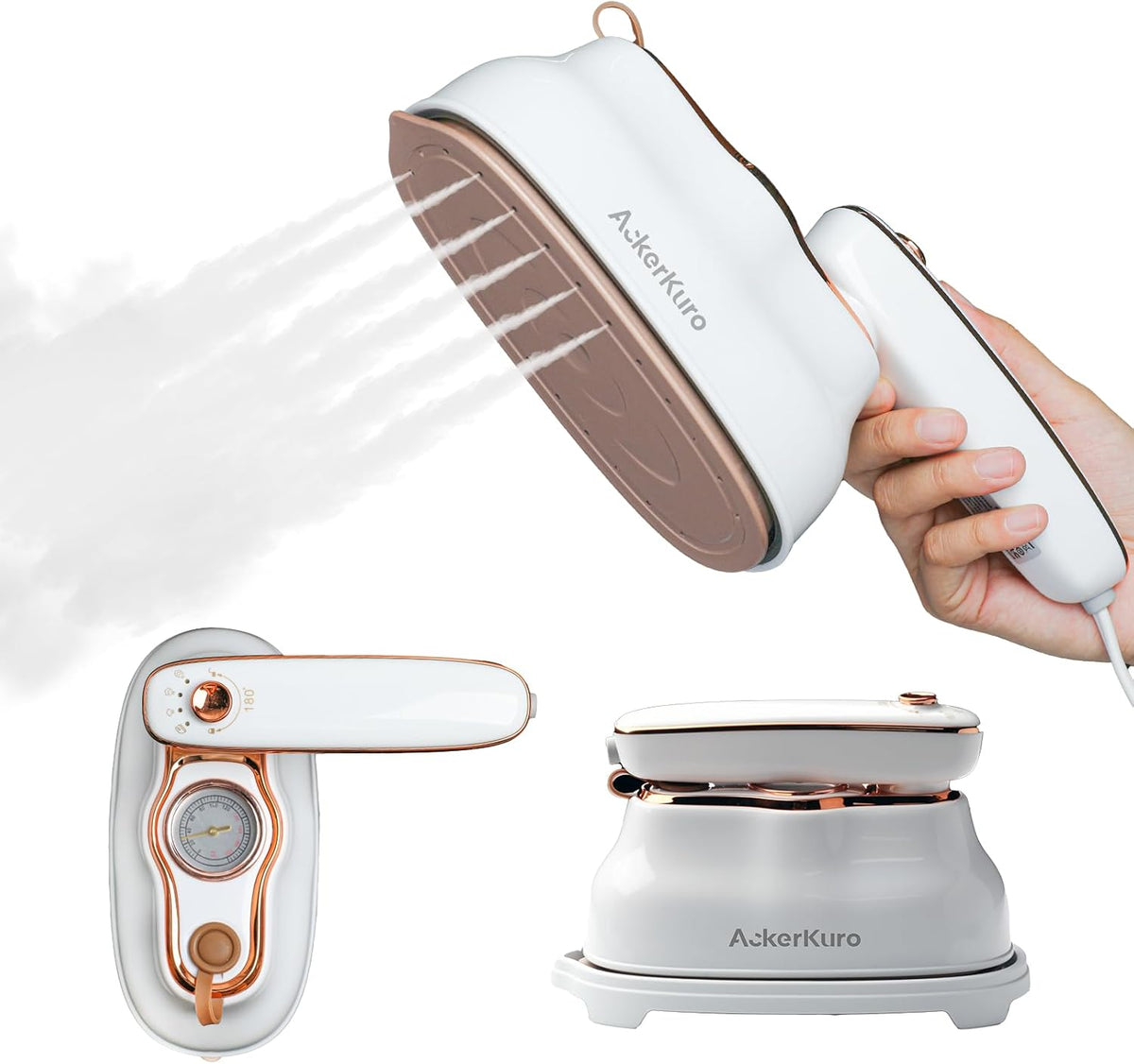 Travel Steamer for Clothes,1200W Portable Handheld Mini Garment Steamers,Steamer ＆ Iron 2 In