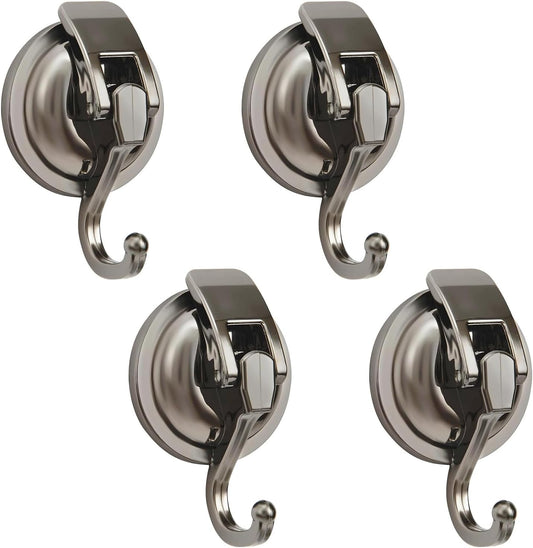 Suction Cup Hooks for Shower, 4 Pack, Bathroom, Kitchen, Glass Door, Mirror, Tile – Loofah, Towel