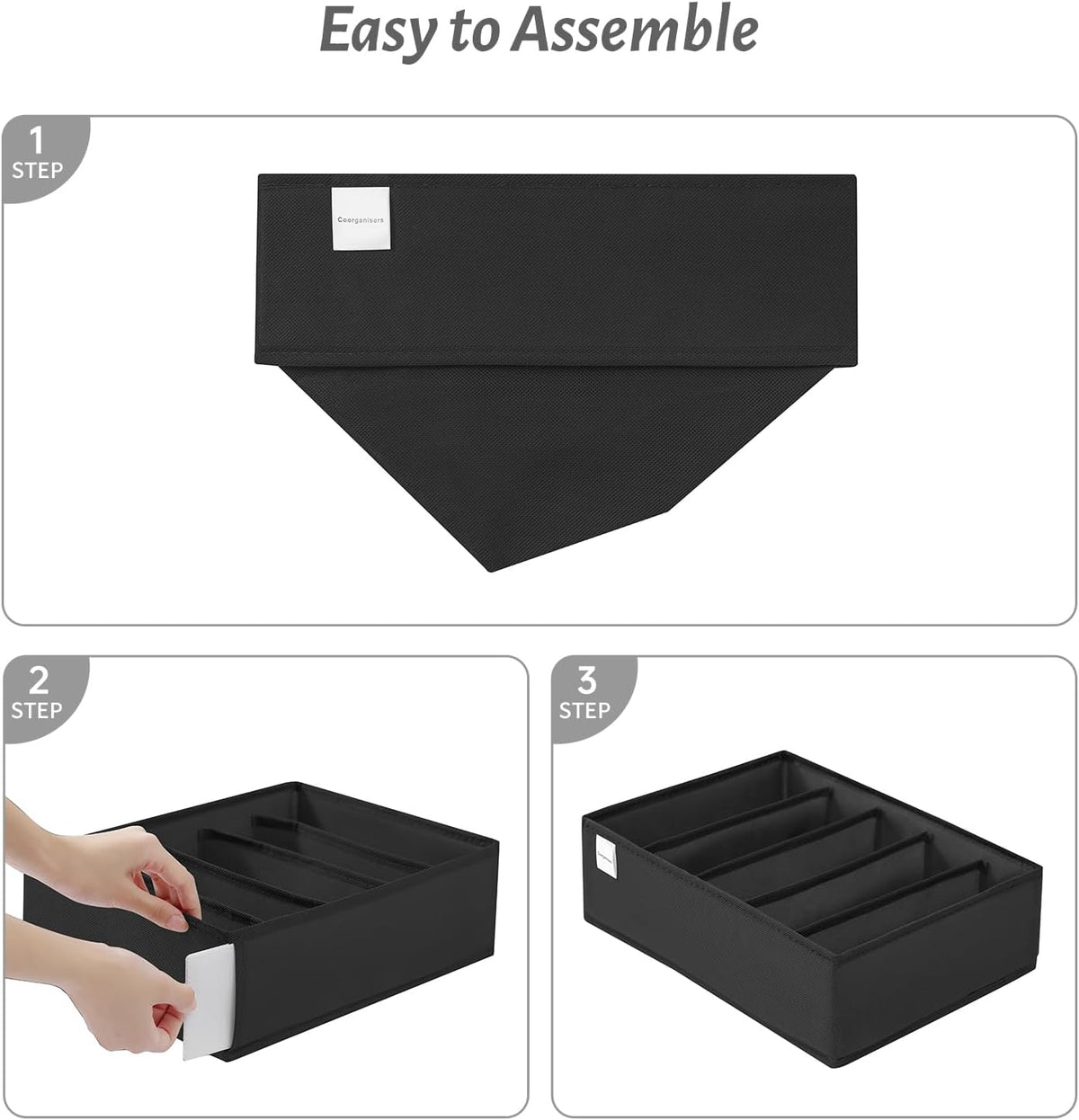 4 Packs T-shirt Drawer Organizers for Clothing,5 Grids Compartment Wardrobe Storage Box, Washable