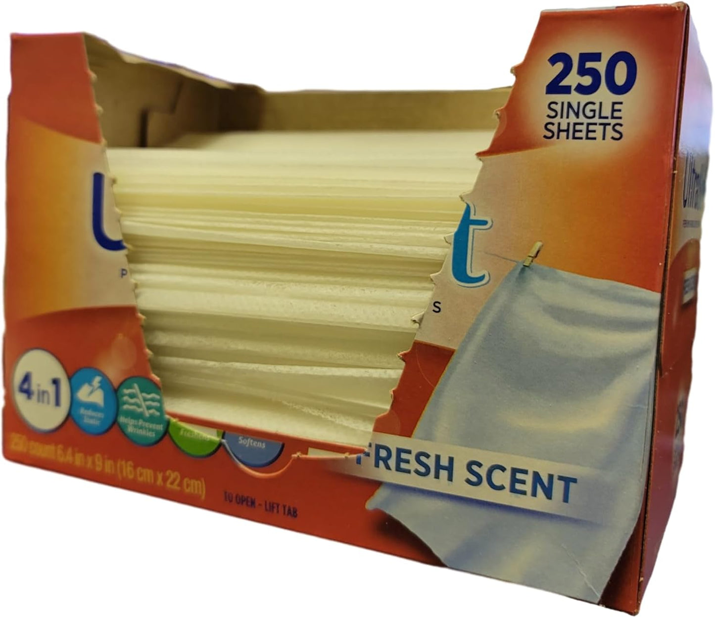 4 in 1 Household Premium Fabric Softener Fresh Scent,250 Single Laundry Dryer Sheets (6.4"x9") Per