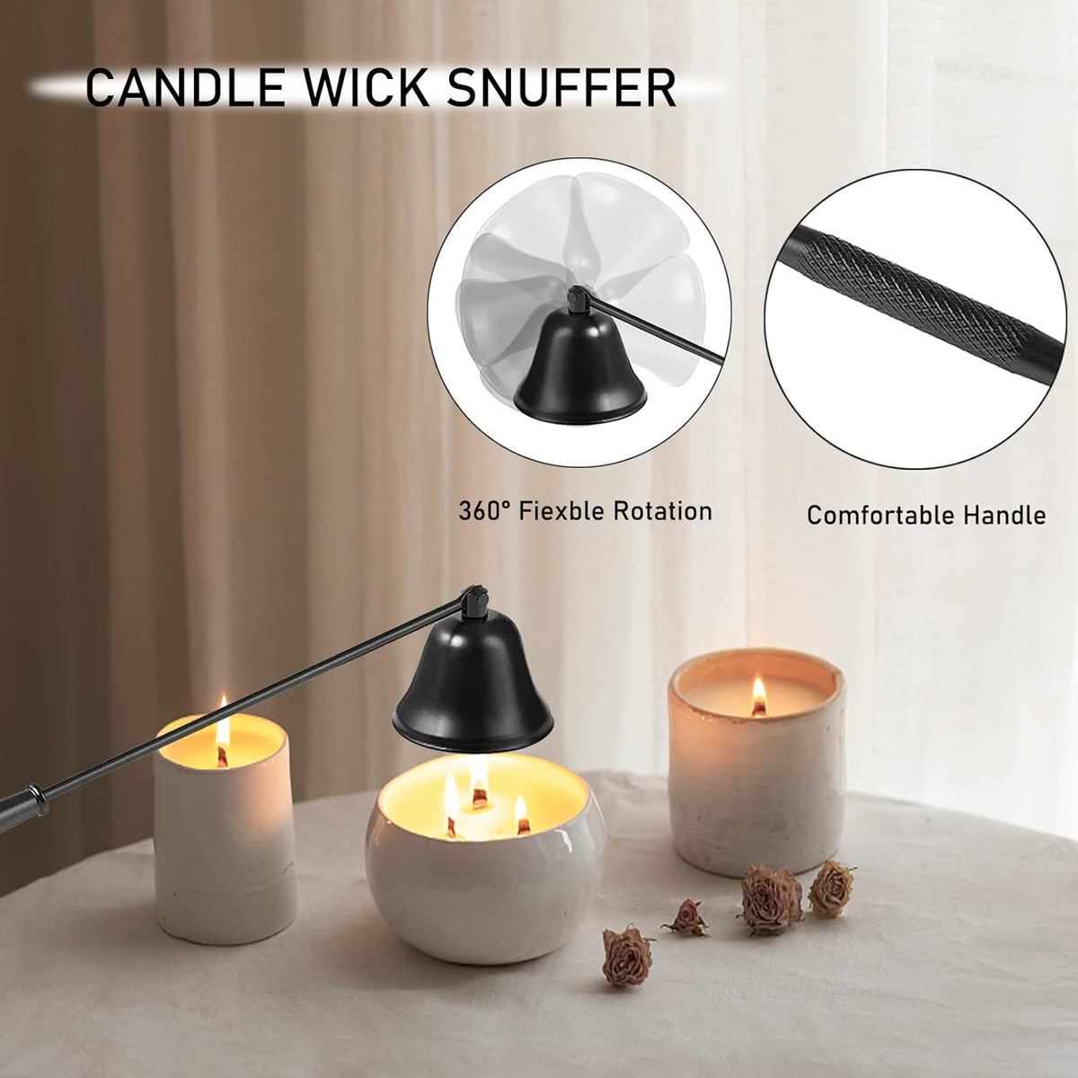 5IN1 Candle Accessory Set, Candle Wick Trimmer Cutter, Candle Snuffer & Candle Wick Dipper,Electric