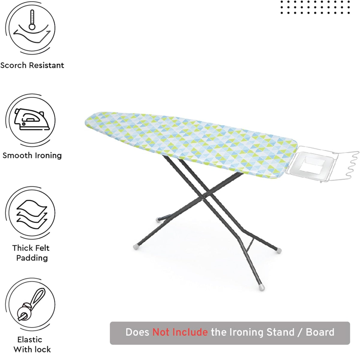 Encasa XO Ironing Board Cover and Pad - Thick 4mm Felt, Heat & Scorch-Resistant, Fits Medium Boards