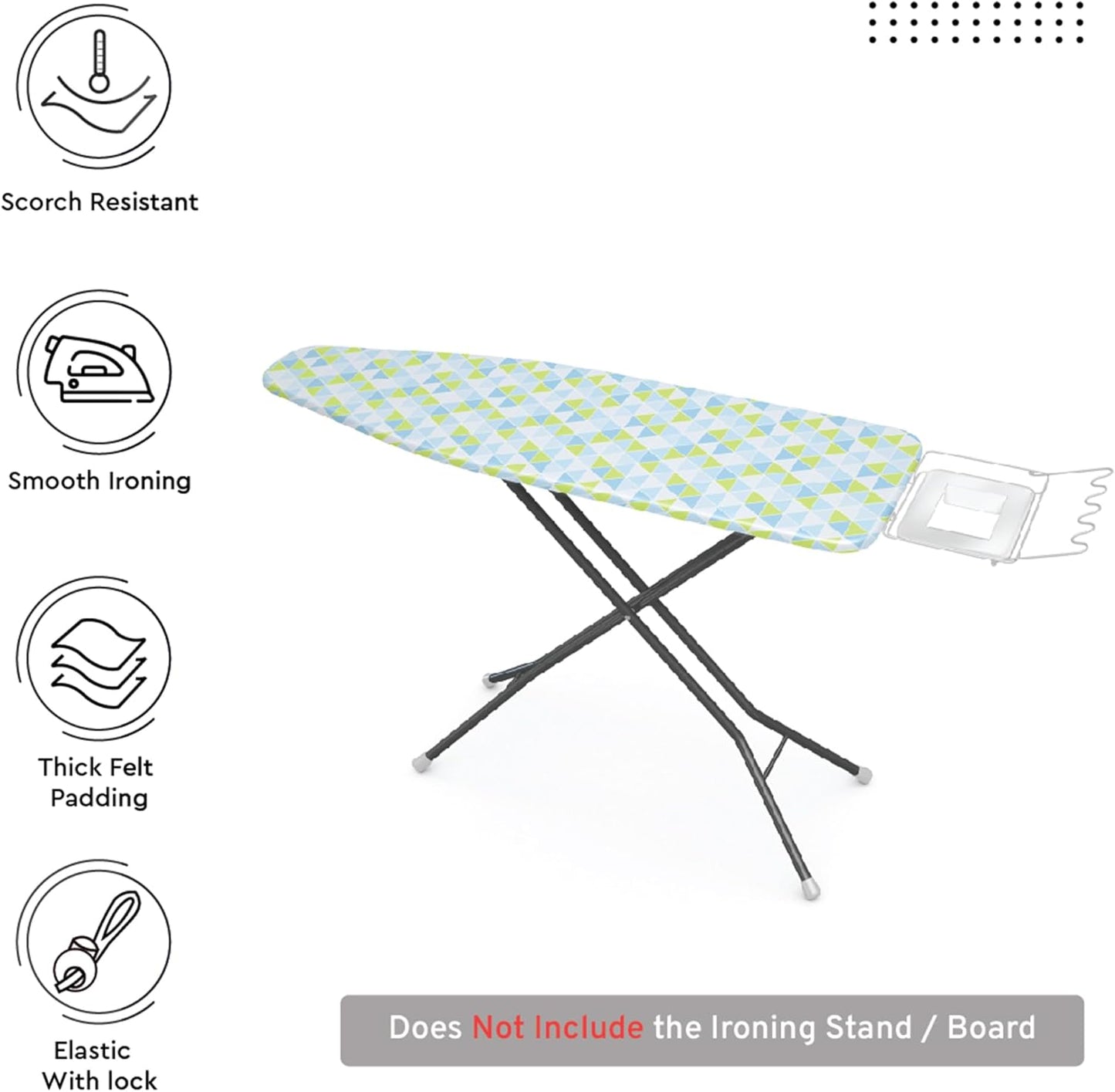 Encasa XO Ironing Board Cover and Pad - Thick 4mm Felt, Heat & Scorch-Resistant, Fits Standard