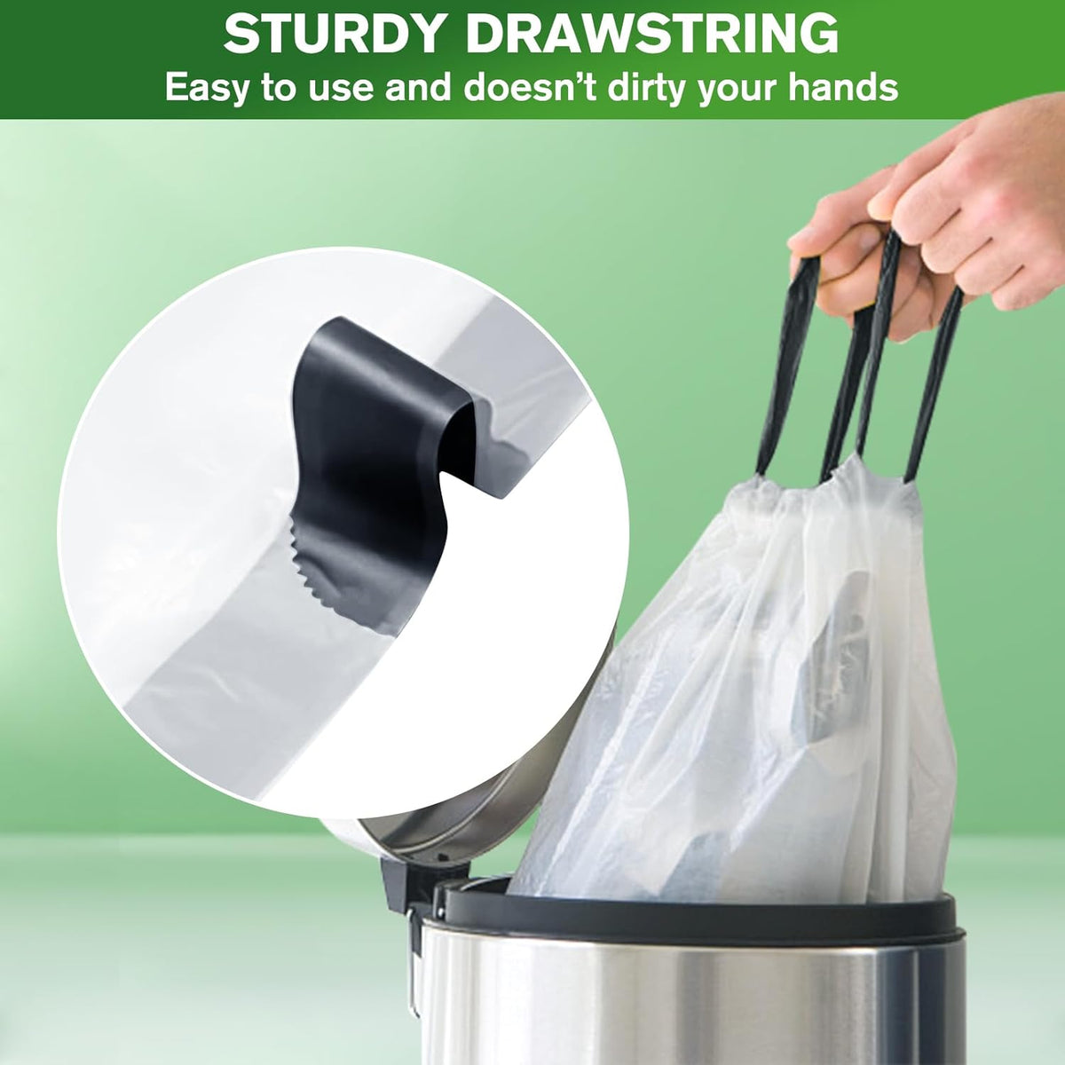 Trash Bags 4 Gallon Small Kitchen Drawstring Bathroom Garbage Bags, Fit 2-4 Gal Bins,Extra