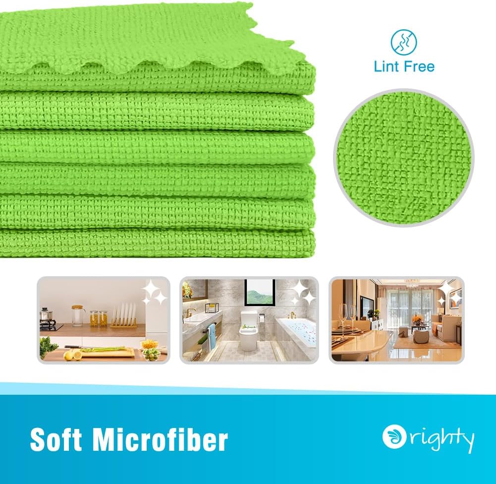 Orighty Microfiber Cleaning Cloth, 24 Pack Highly Absorbent Cleaning Supplies, Reusable Clean Rags