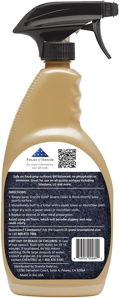 Granite Gold Quartz Clean & Shine Streak-Free Cleaner Deeps Cleans and Polishes All Quartz Surfaces