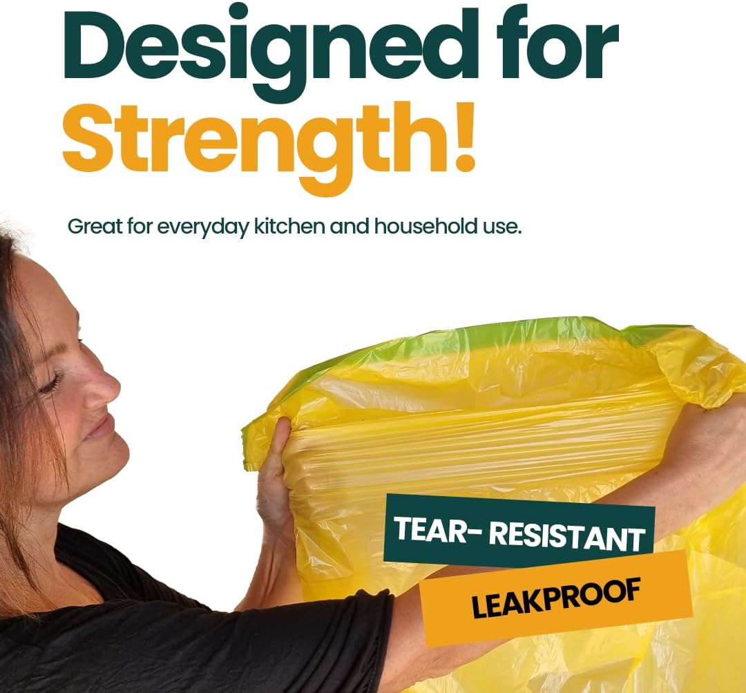 13 Gallon Trash Bags with Drawstrings, 40 Bags Made from 50% Recycled Plastic, Leakproof and