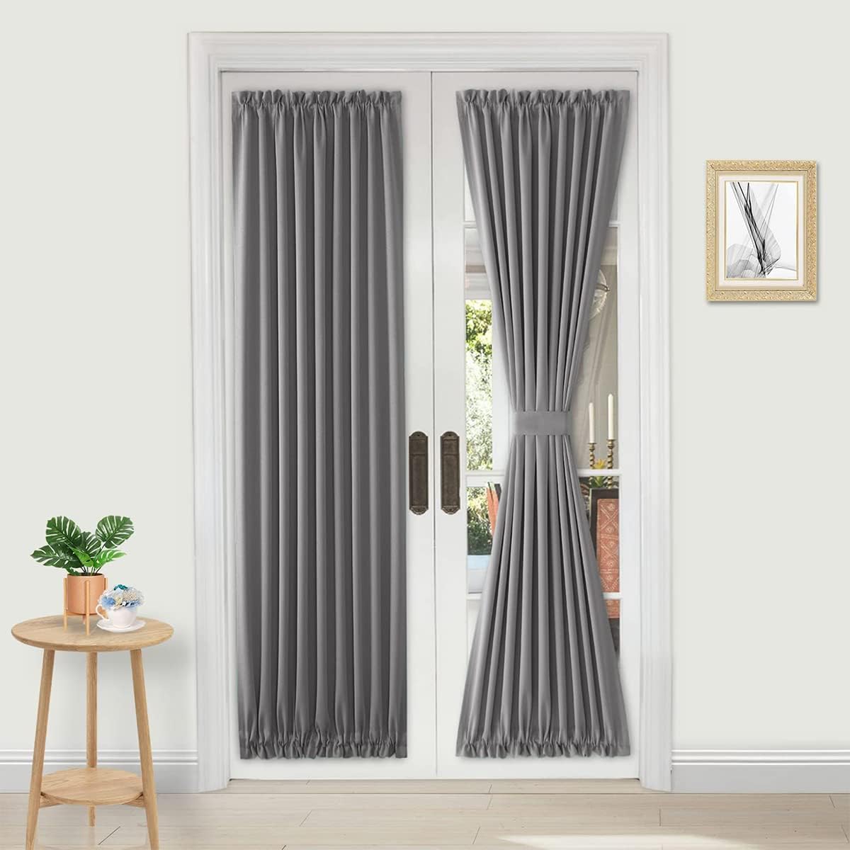 DWCN French Door Curtains – Rod Pocket Thermal Blackout Curtain for Doors with Glass Window