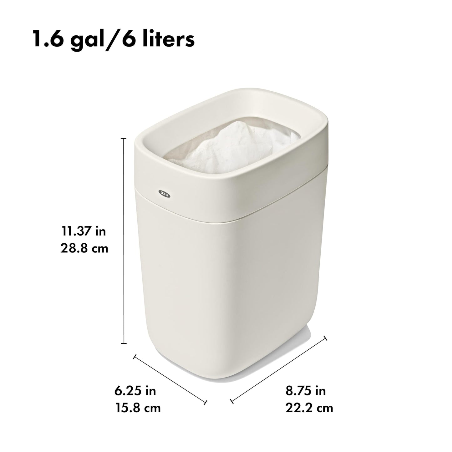 OXO Good Grips Trash Can, Bathroom Trash Can - White