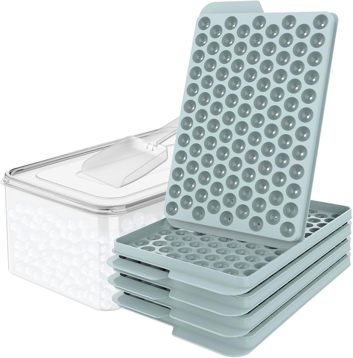WIBIMEN Mini Ice Cube Trays, Small Tiny Round Pebble Crushed Nugget Ice Trays for Freezer with Lid