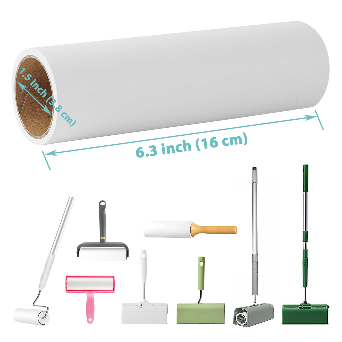 Lint Roller Refills 6.3 inch Great Value 10 Pack Extra Sticky Lint Remover Refills for Pet Hair