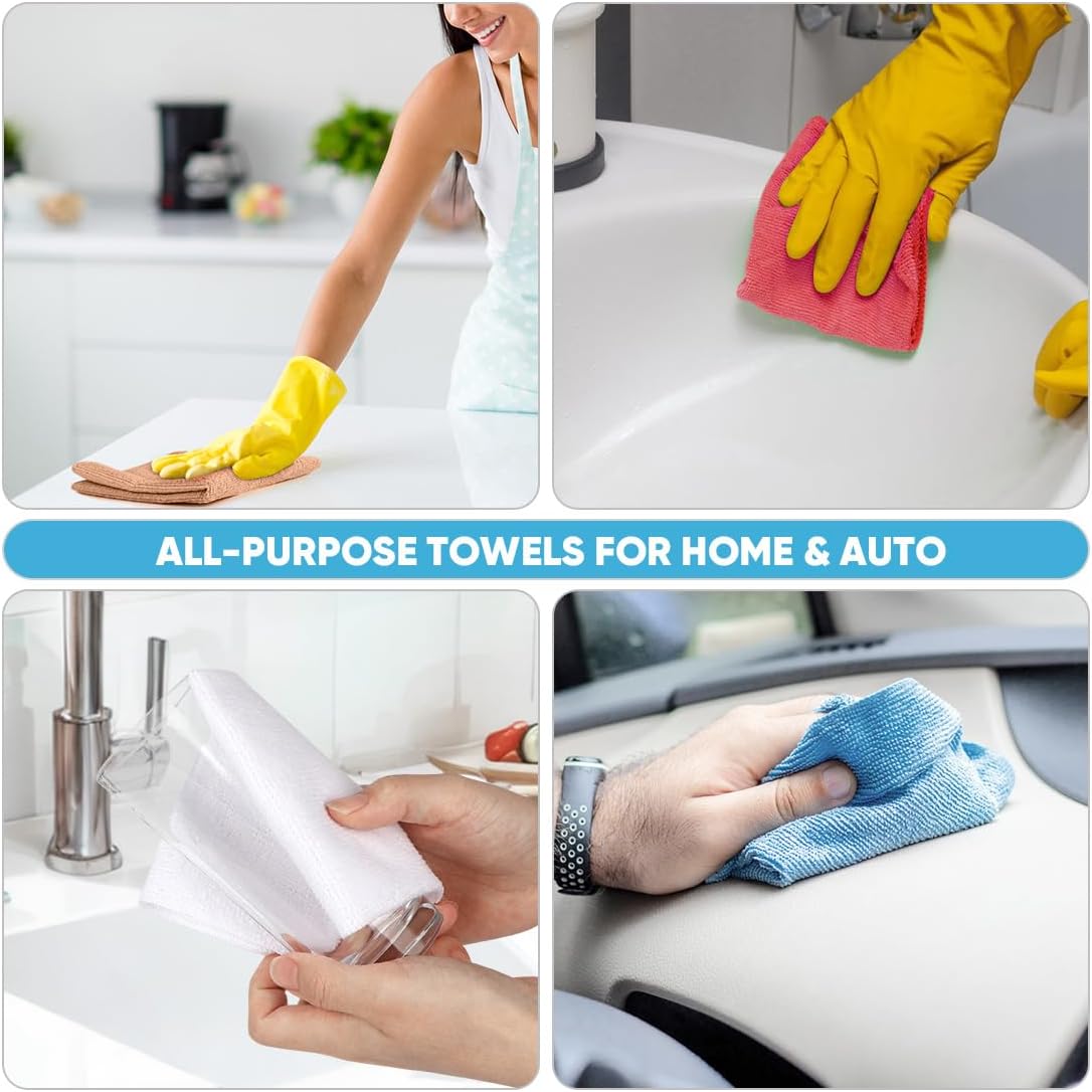 AIDEA Microfiber Cleaning Cloth 165 Sheets 3 Roll, Microfiber Towels for Cars, Shop Rags Washable