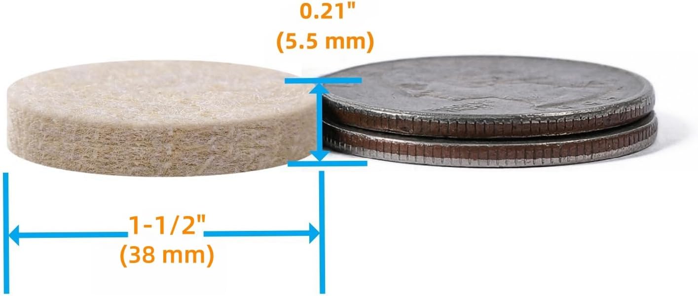 Furnigear Felt Furniture Pads for Hardwood Floors - Self Adhesive Chair Felt Pads, Floor Protector