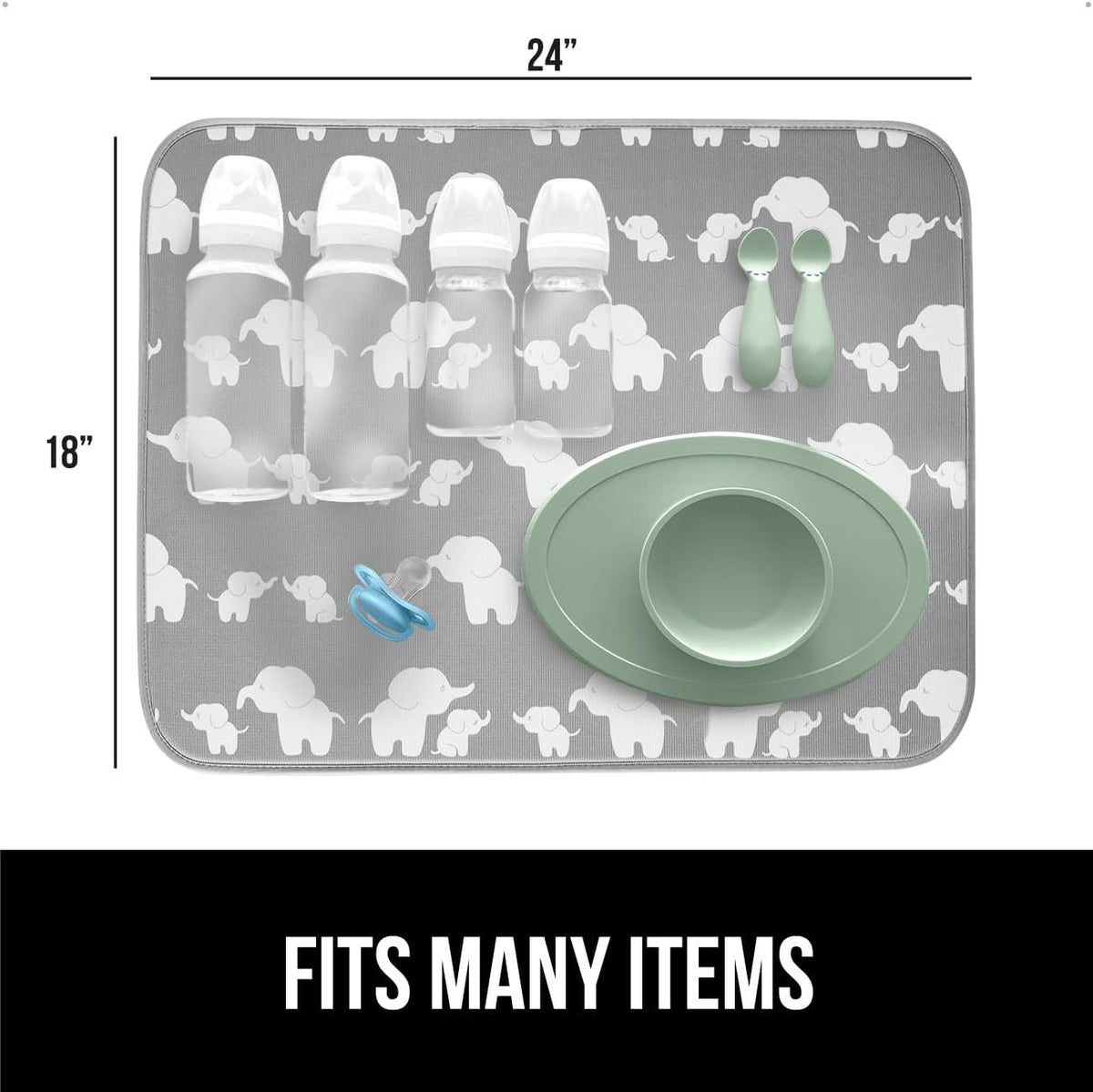 GORILLA GRIP Ultra Water Absorbent Microfiber Dish Drying Mat, 18x24, Quick Dry Thick Mesh, Slip