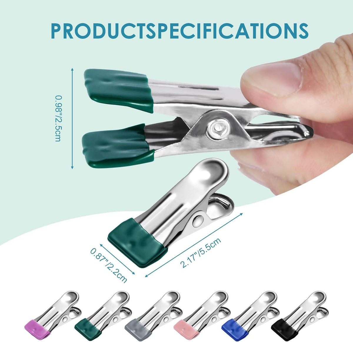 36 Pack Heavy Duty Clothes Pins, 2.17-Inch Stainless Steel Chip Clips, Multipurpose Laundry, Towel