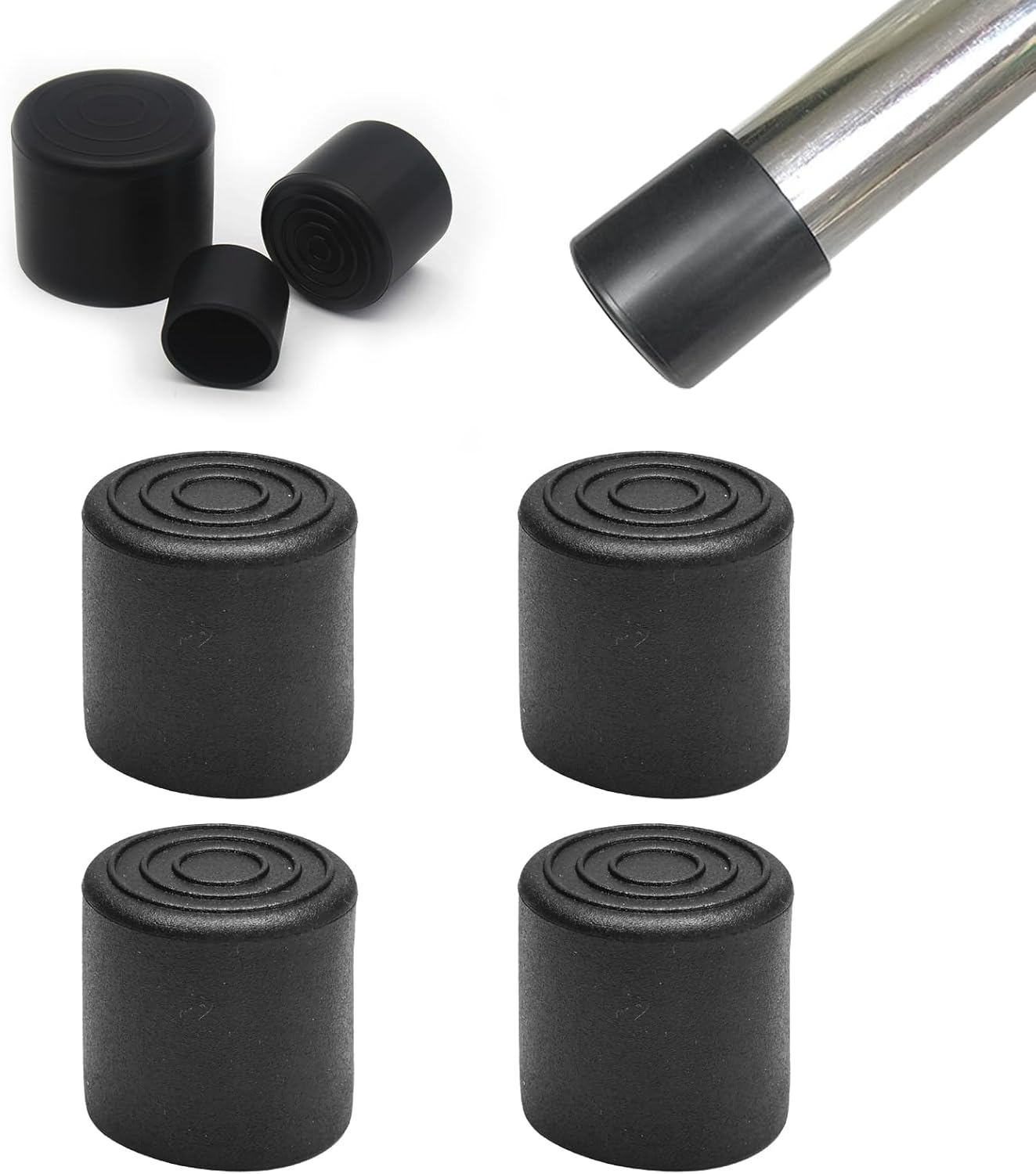 4 Pcs 1" Round Rubber Chair Leg Caps, PVC Table Leg Covers, Flexible & Anti-Slip Furniture Leg End