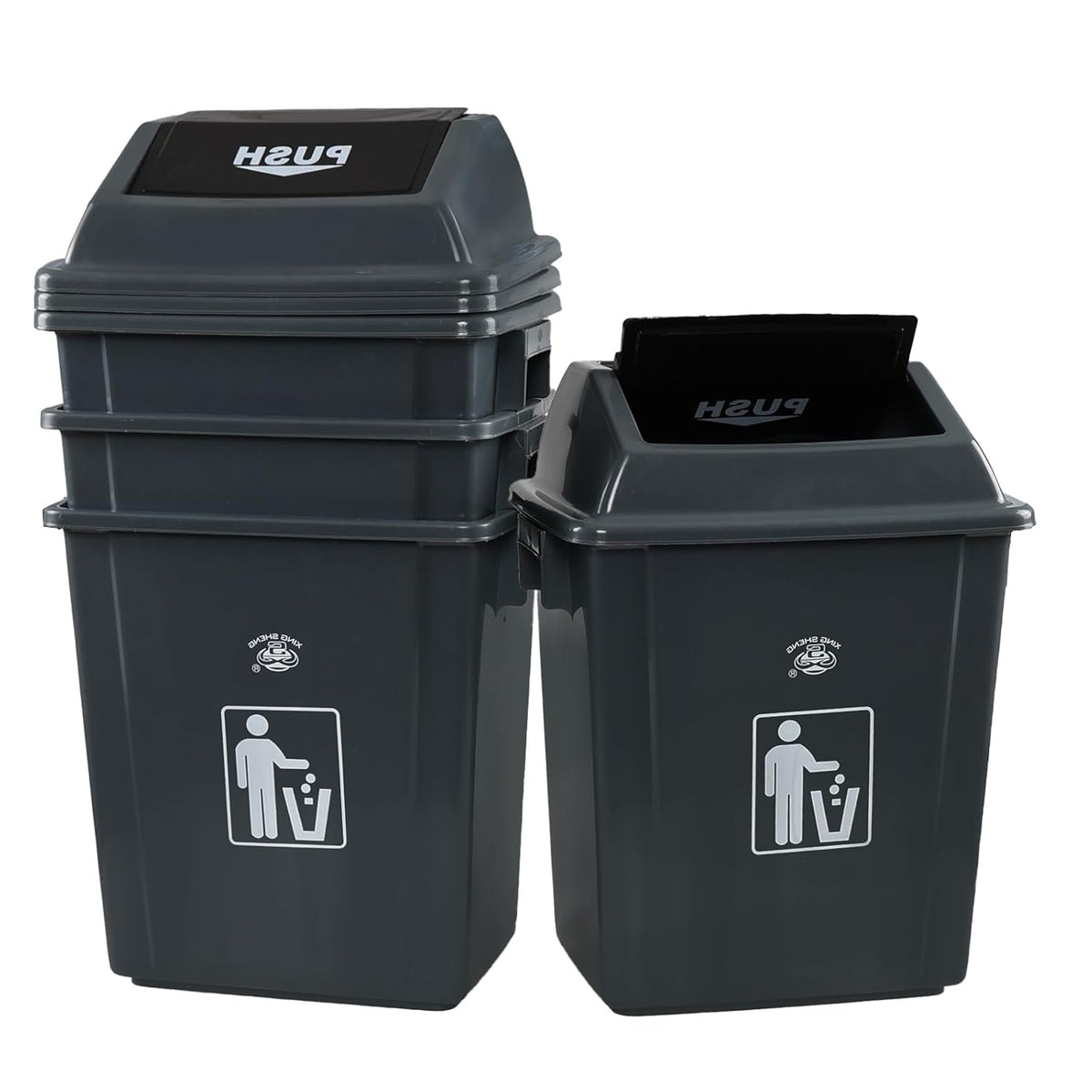 Morcte 6 Gallon Small Kitchen Trash Can with Swing Top, 4 Pack Plastic Waste Basket with Swing Lid
