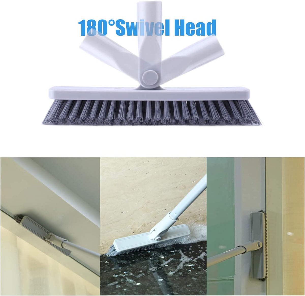 YONILL Grout Brush with Long Handle - Heavy Duty Grout Cleaner Brushes for Tile Floors, Swivel