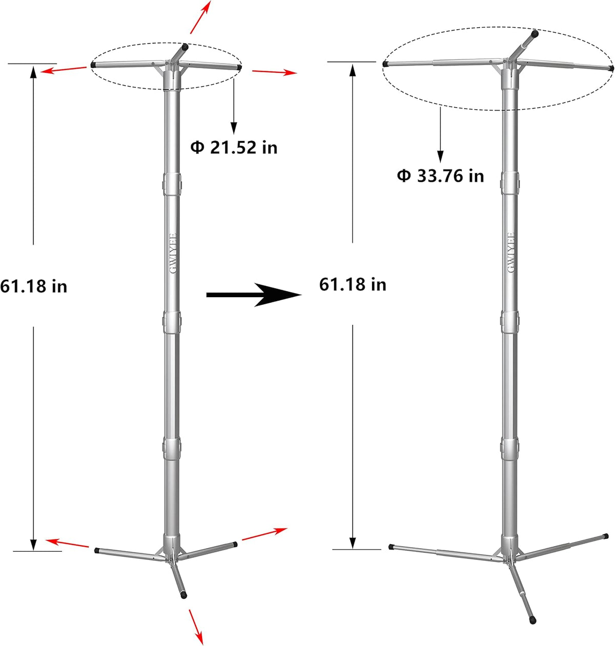 Aluminum Collapsible Clothing Rack, Porbatle Clothes Drying Rack, Laundry Drying Rack, Foldable