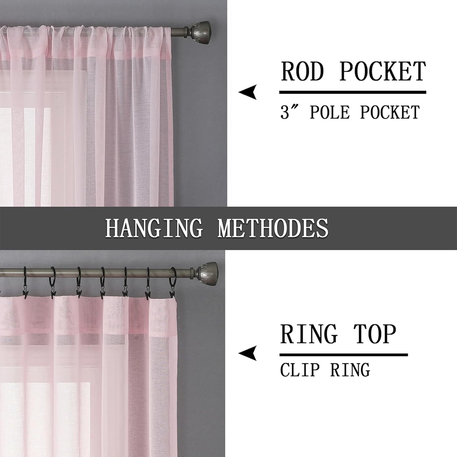 Tollpiz Short Sheer Curtains Living Room Linen Textured Curtain Sheers Light Filtering Voile Rod