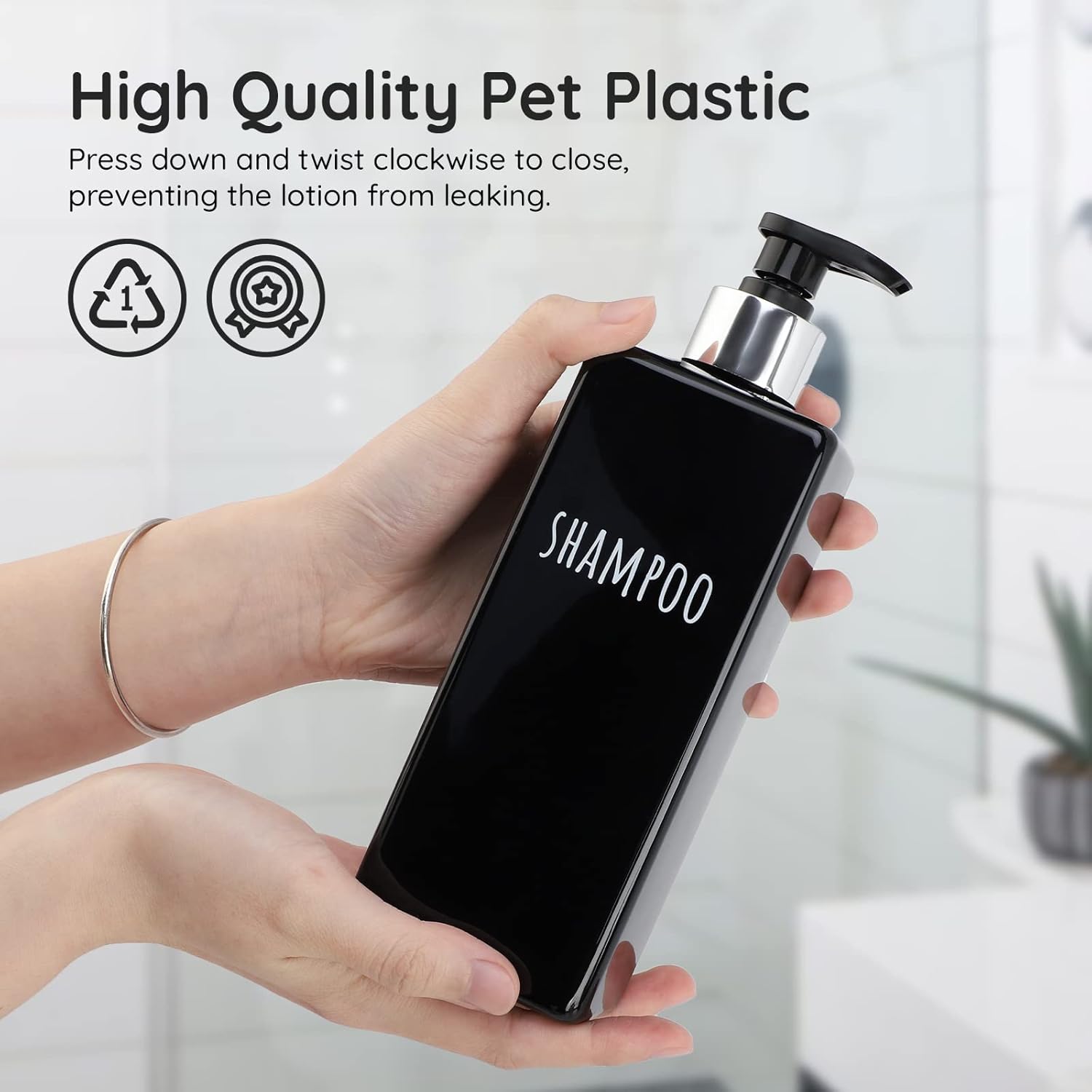 Segbeauty Shower Soap Dispenser Black, 3pcs 16.9oz Empty Refillable Bathroom Press Pump Bottles