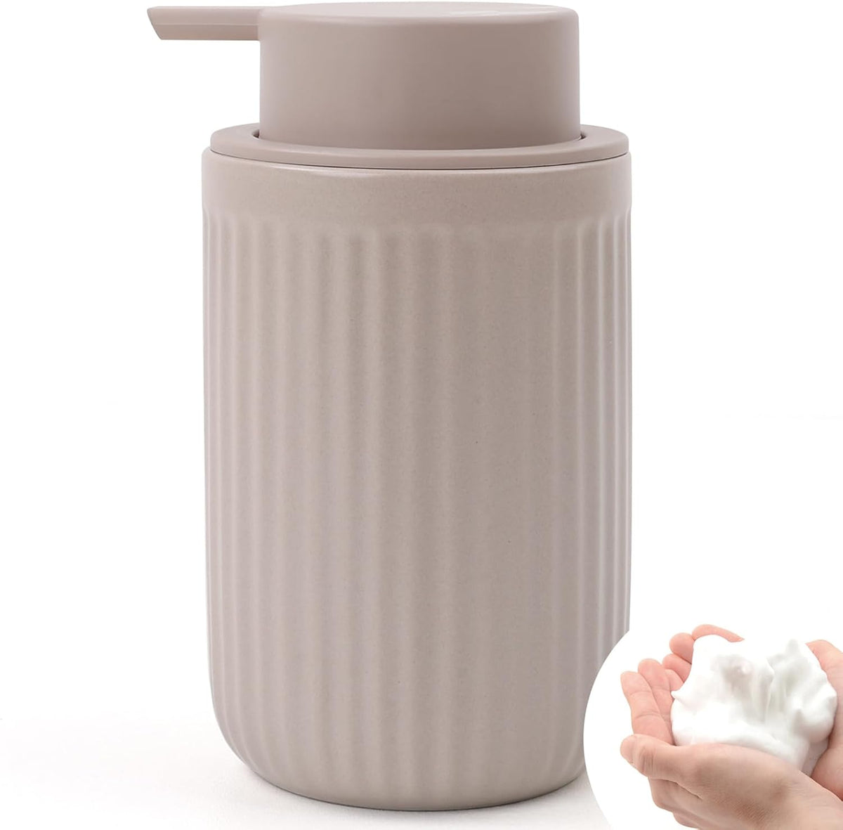 BosilunLife Foam Hand Soap Dispenser - Ceramic Foaming Soap Dispenser for Bathroom 12oz Refillable