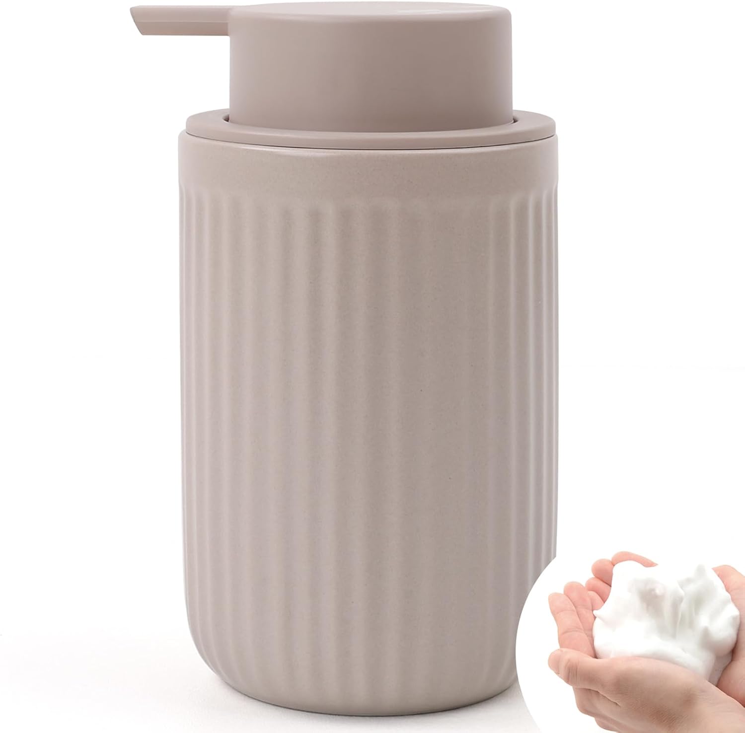 BosilunLife Foam Hand Soap Dispenser - Ceramic Foaming Soap Dispenser for Bathroom 12oz Refillable