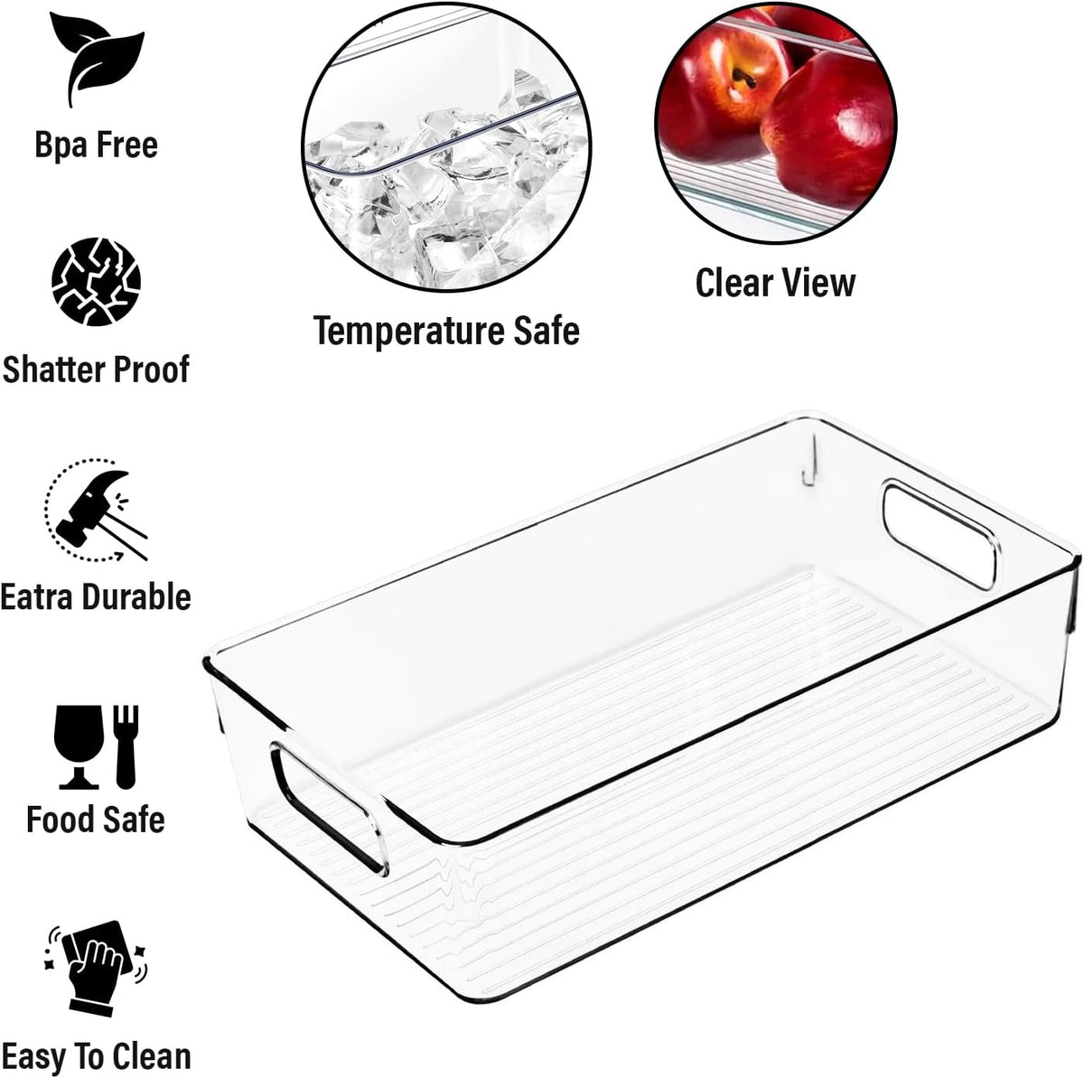 Large Clear Plastic Storage Bins, Pantry Organizers and Storage Containers Fridge Organizer Bins