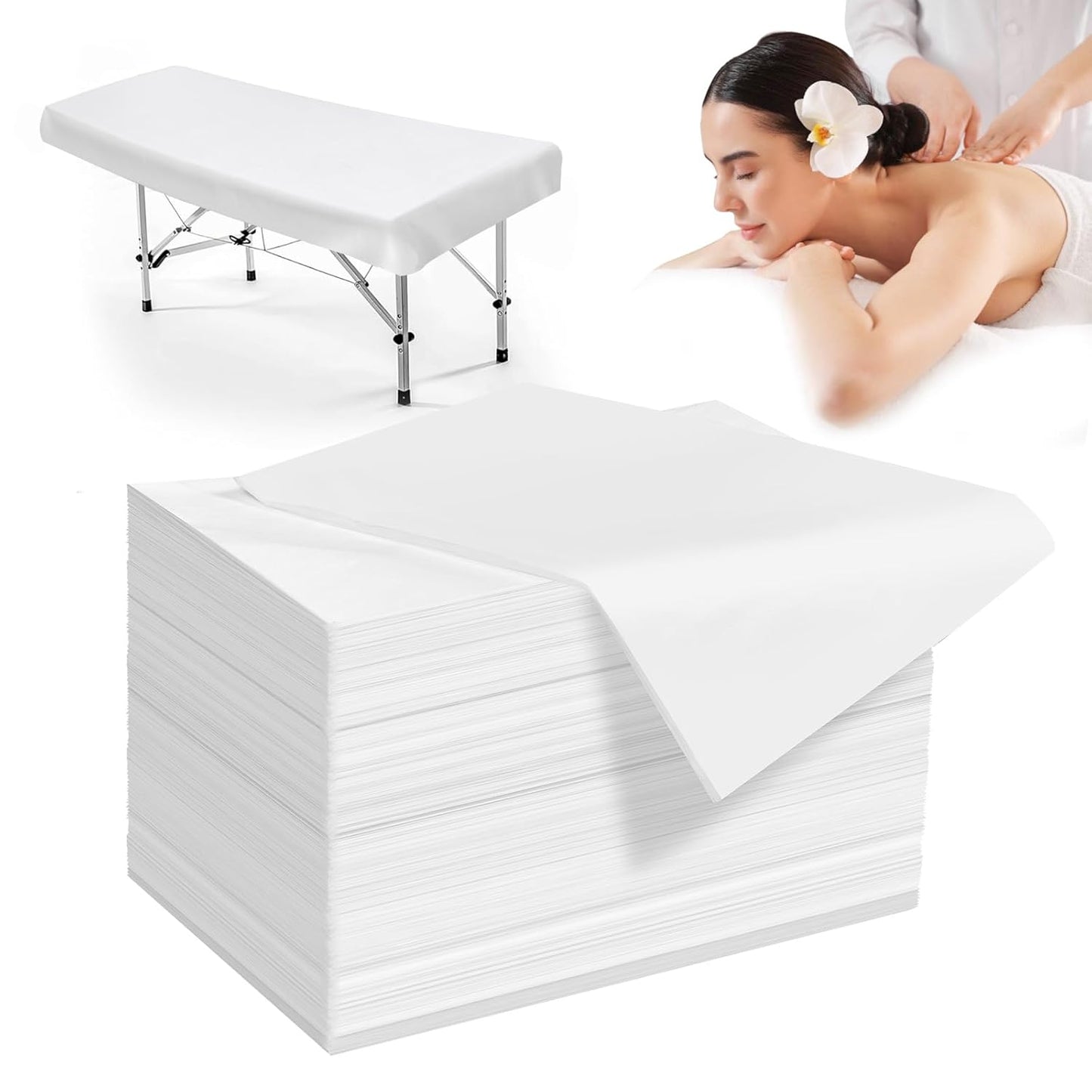 100 Pack Disposable Bed Sheets – 31.5 x 71 in Waterproof Non-woven Sheets for Massage, Spa, Tattoo