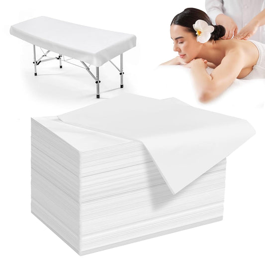 100 Pack Disposable Bed Sheets – 31.5 x 71 in Waterproof Non-woven Sheets for Massage, Spa, Tattoo