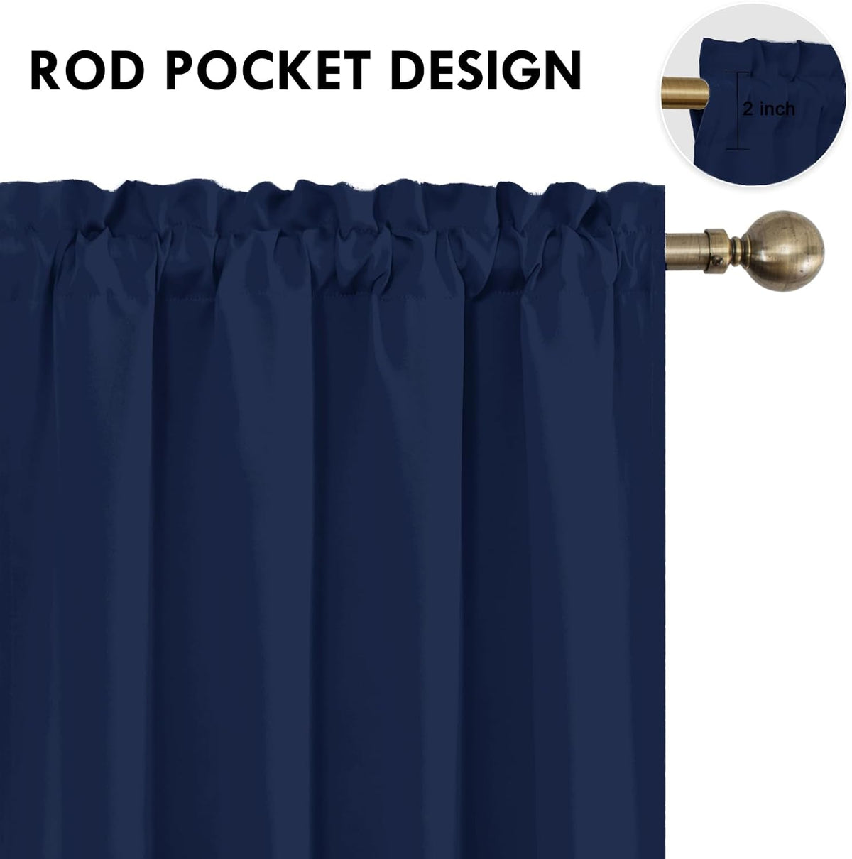 DWCN Short Blackout Curtains for Bedroom 54 Inches Long 2 Panels Set, Solid Thermal Insulated