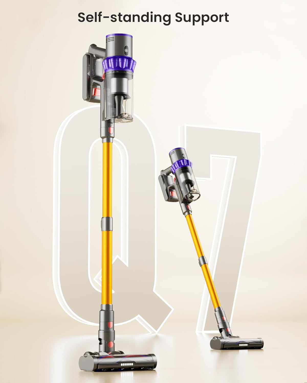 Cordless Vacuum Cleaner, 580W 48KPA 65Mins Self-Standing Vacuum Cleaners for Home, Stick Vacuum