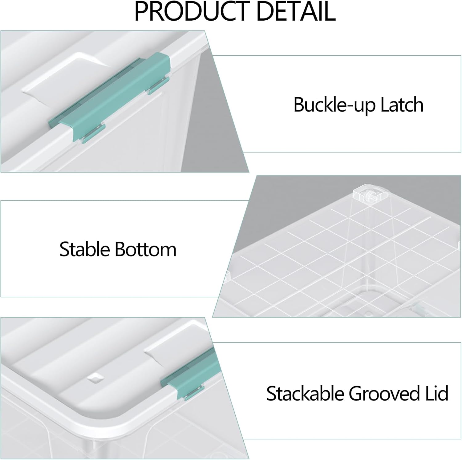 Zopnny 2-Pack Large Latching Box, 85 Quart Plastic Storage Bin with Lid, Stackable Totes w/Wheels