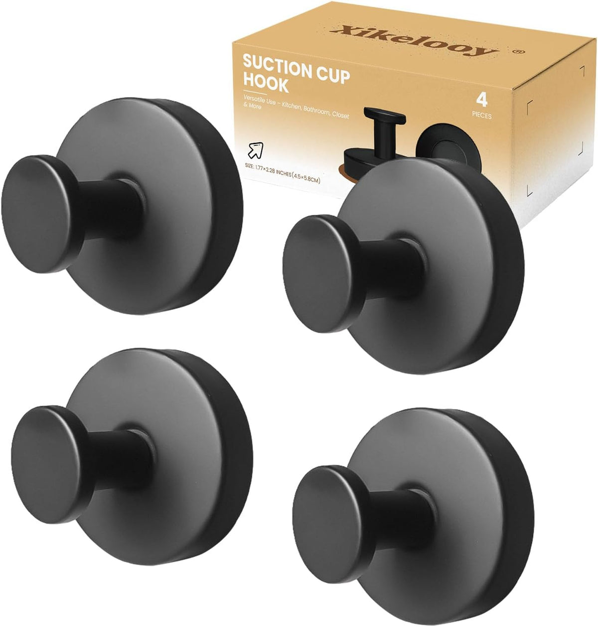 4 Pcs Suction Cup Hooks for Shower，Removable Hooks，Towel Hook，Suction Hook for Bathroom, Bedroom
