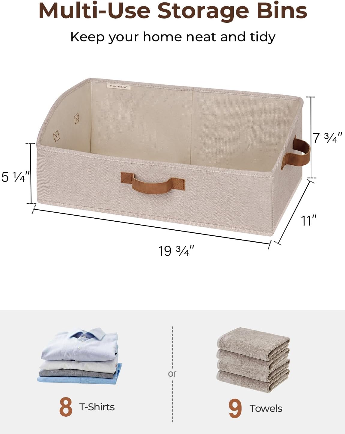 StorageWorks Closet Storage Bins, Trapezoid Organizer Box for Shelves, Fabric Clothes Bin, Foldable