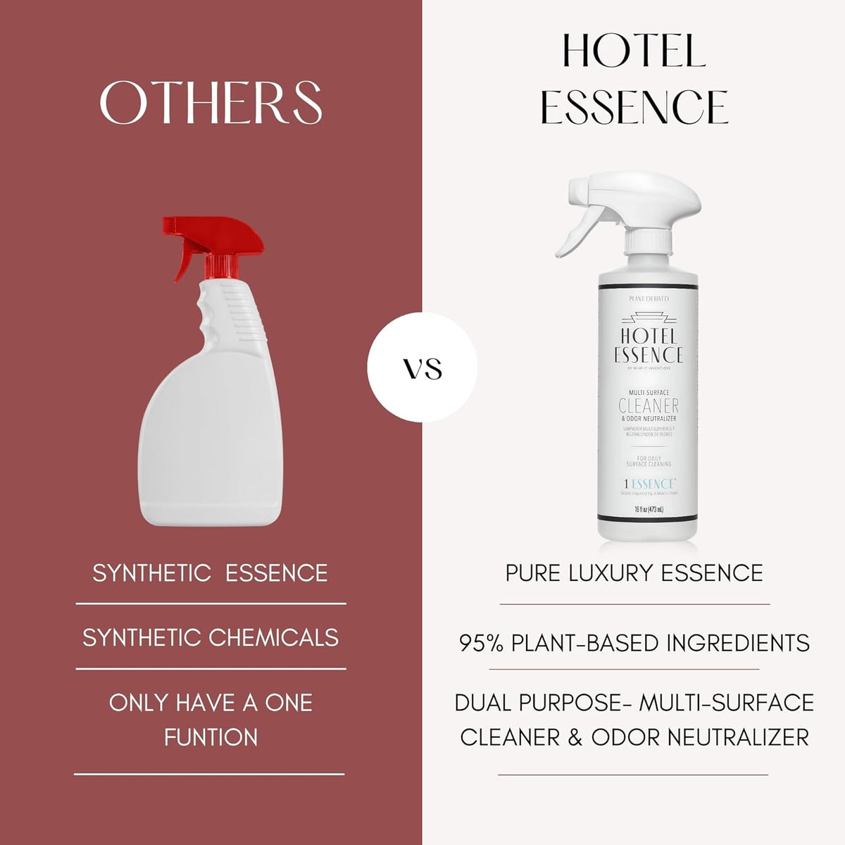 Hotel Essence Cleaner: Plant-Based Multi-Surface Cleaner & Odor Neutralizer, 16 oz, Leather