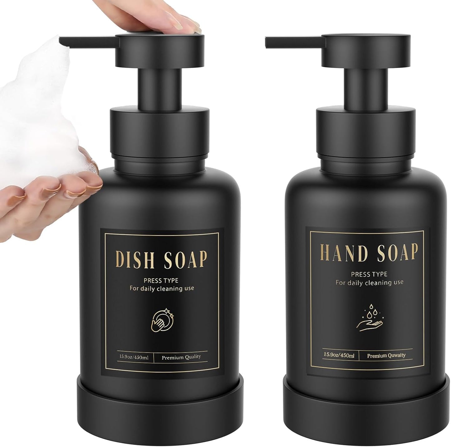 Luxspire Foaming Soap Dispenser, Glass Foam Pump Soap Dispenser, Non-Slip Hand Soap Container with