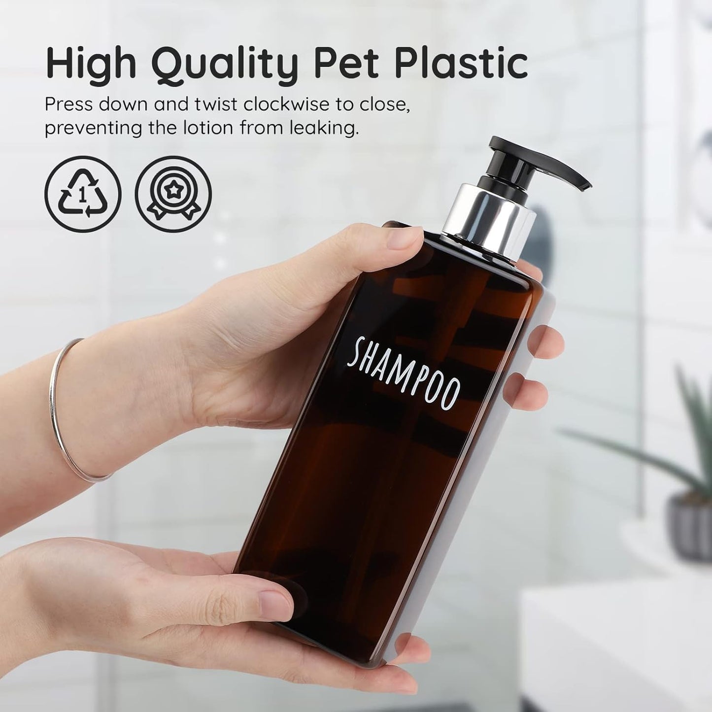 Segbeauty Shampoo and Conditioner Dispenser, 3 Packs 16.9oz Refillable Bathroom Soap Dispenser Set