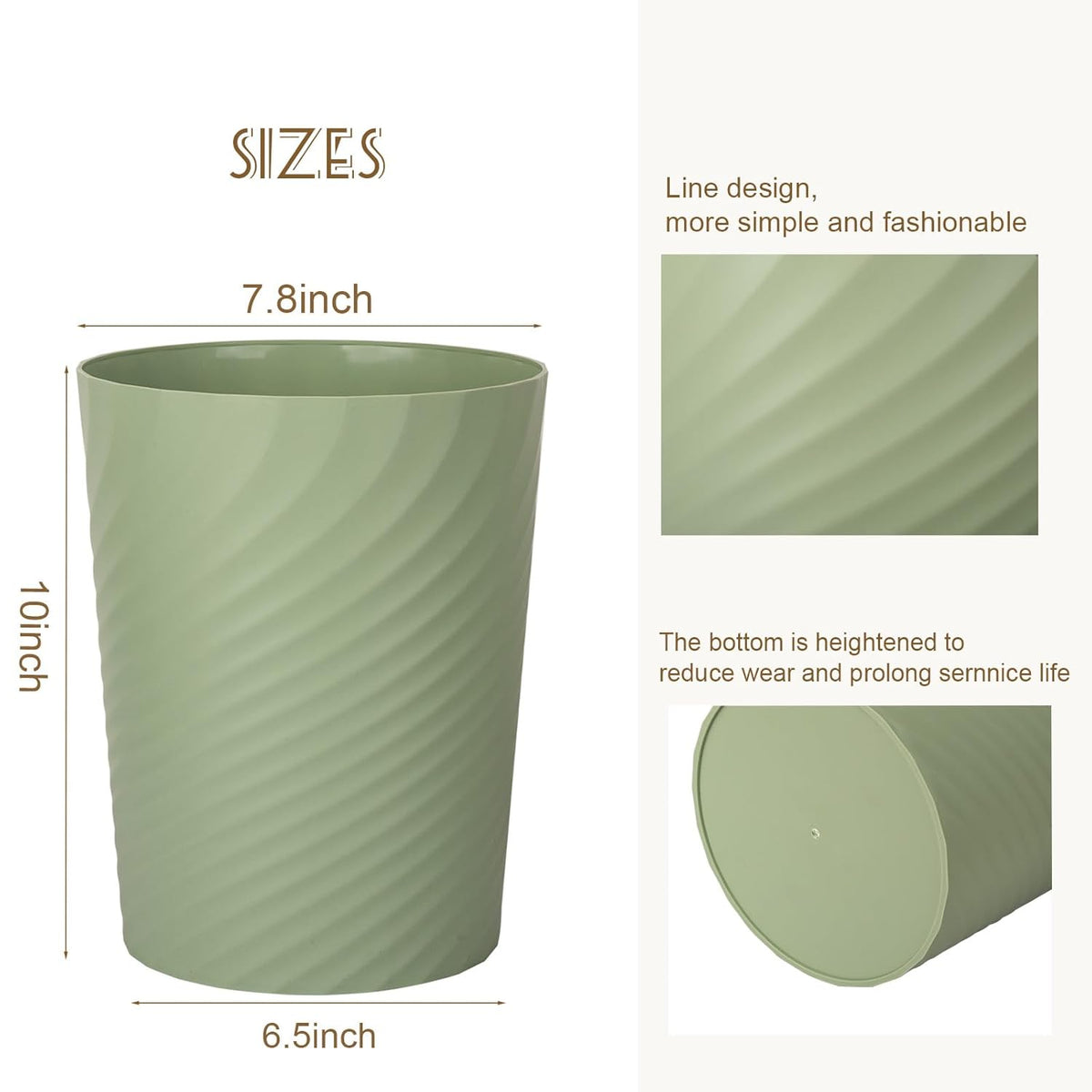 UUJOLY Plastic Small Trash Can Wastebasket, Garbage Container Basket for Bathrooms, Laundry Room