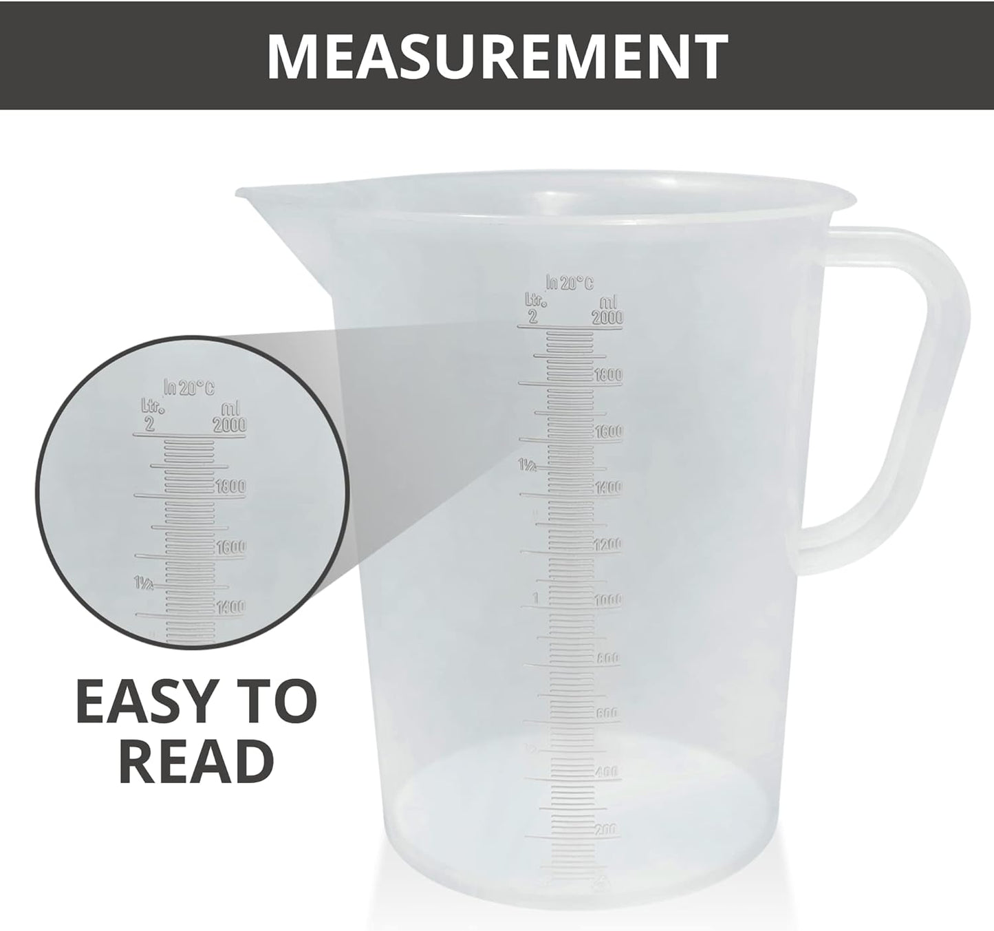 Appletofu Plastic Graduated Measuring and Mixing Pitcher - 2000ml Plastic Graduated Measuring