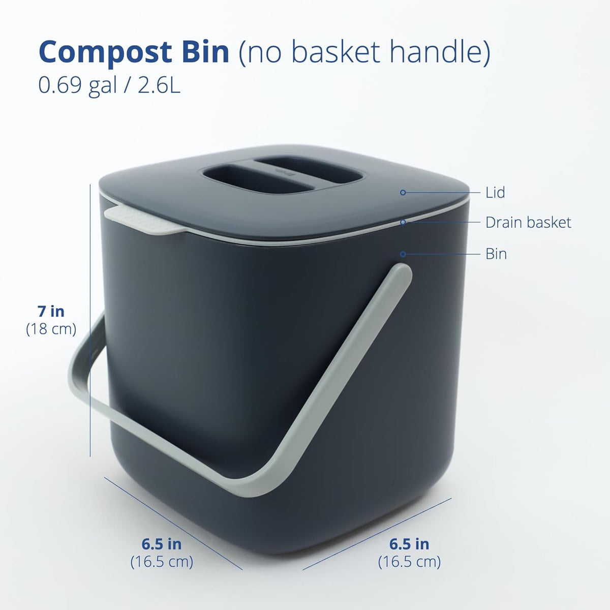 Blue Ginkgo Kitchen Compost Bin [2.6L / 0.69 GAL] – Filter-Free, Odor-Tight Countertop Food Waste