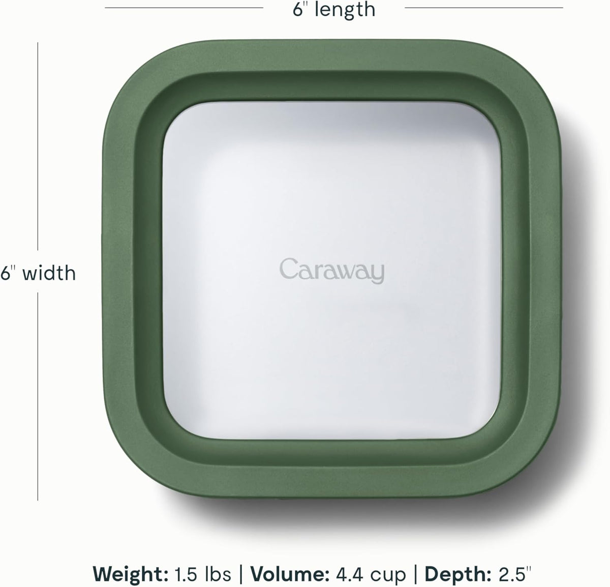 Caraway 6pc Glass Food Storage Set – 4.4 Cup Food Containers (6) - Ceramic Coated - Non Toxic, Non
