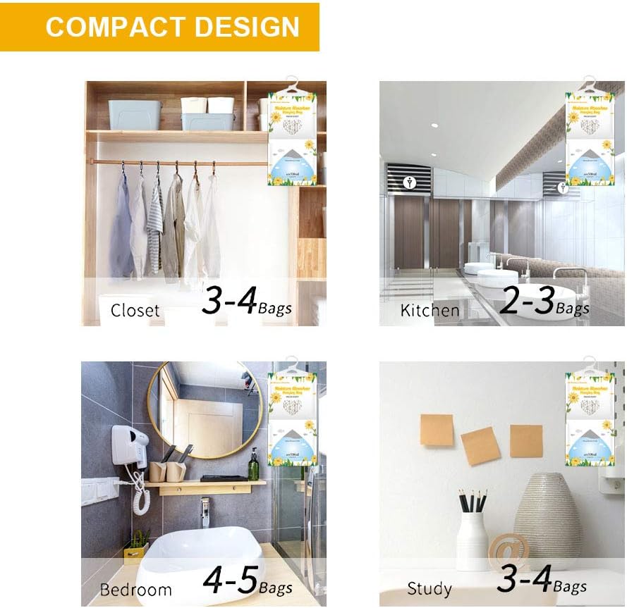 CANAGER Hanging Moisture Absorber, Fresh Scent Moistureproof Desiccant Hanging Bag，Dehumidifier Bag