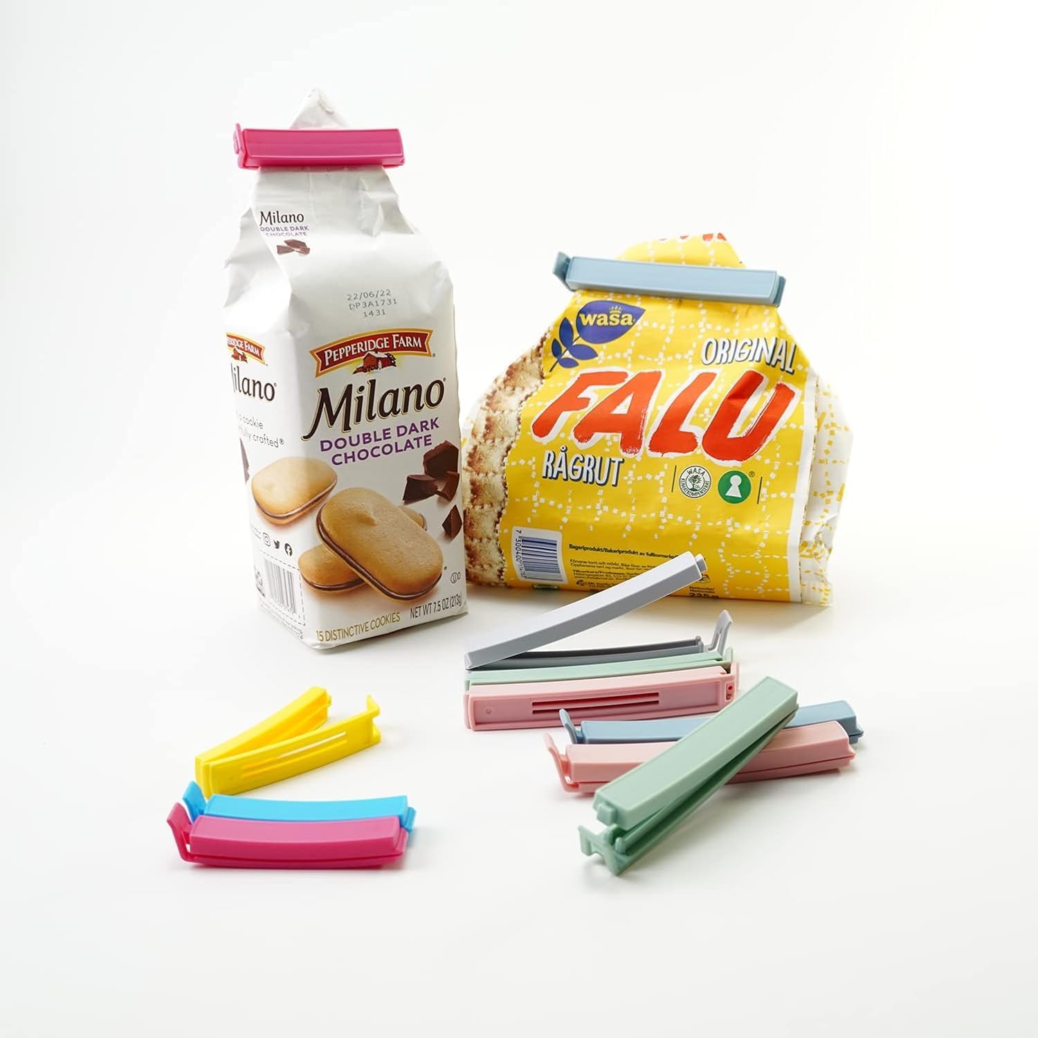 32 PCS Plastic Chip Clips for Food Packages, Curved Design Sealing Bag Clips for Food, Kitchen and
