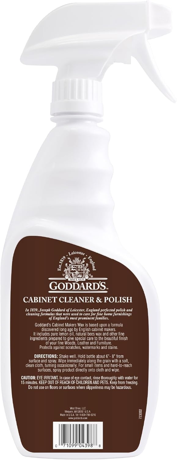 Goddard's Cabinet & Wood Wax Spray, Wood Cleaner & Furniture Polish, Wood Conditioner with Beeswax