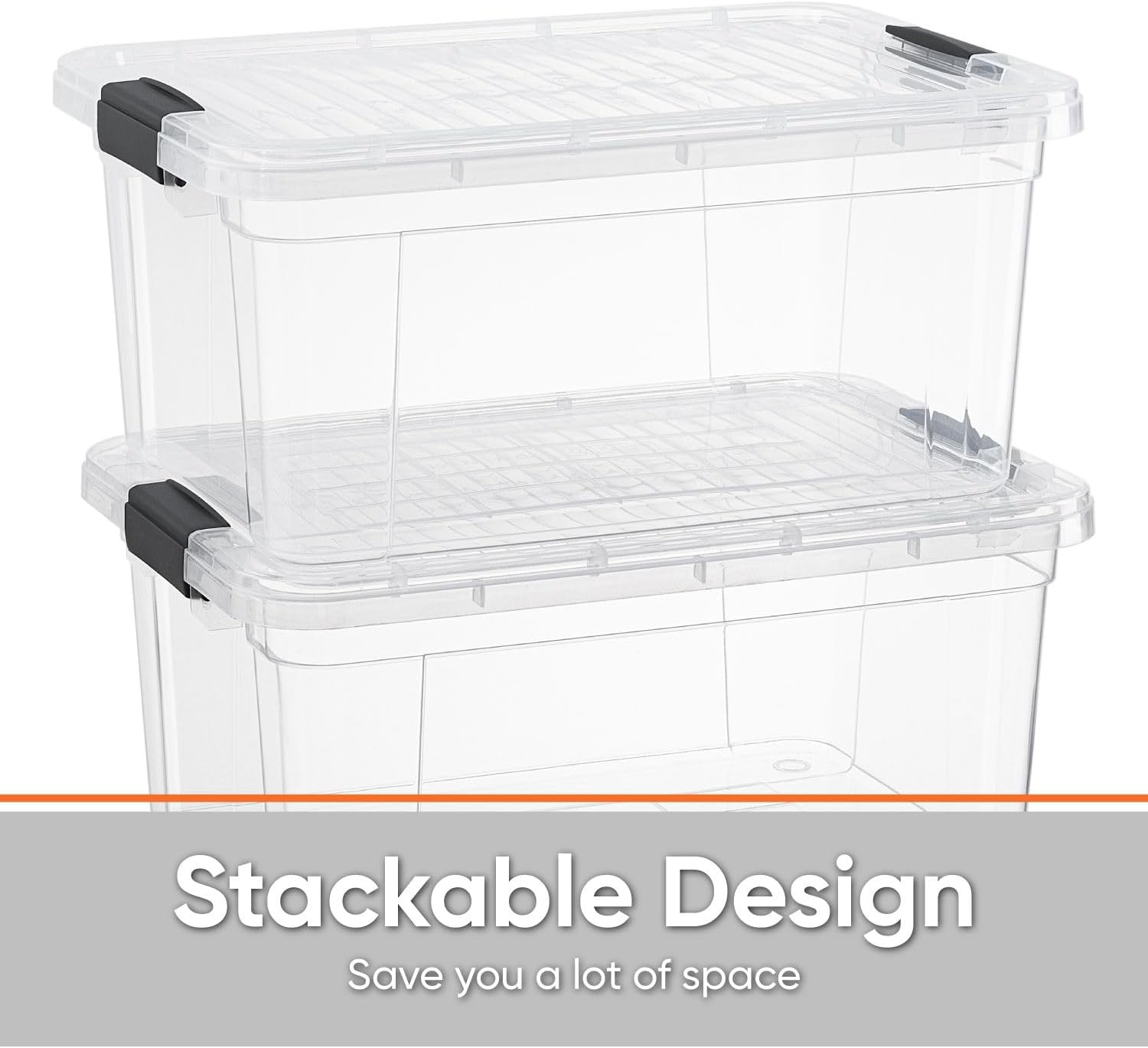Superio Clear Storage Bins with Lids, Stackable Storage Box with Latches and Handles, Extra Small