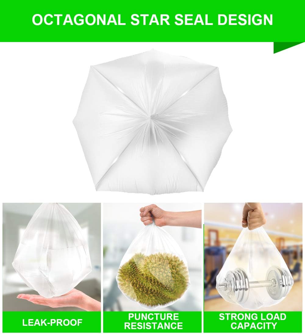 FORID 13 Gallon Trash Bags - Clear Plastic Garbage Bags Medium Tall Trash Can Liners for Kitchen