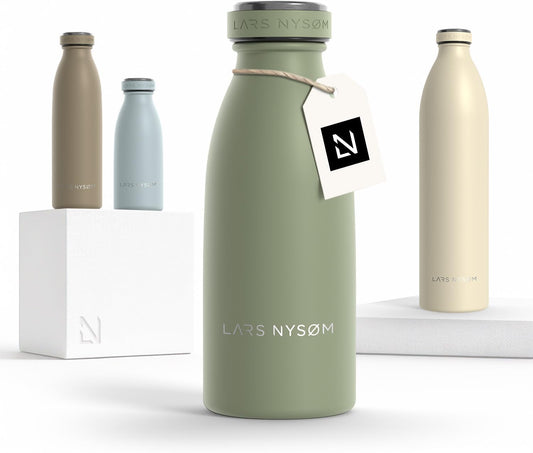 LARS NYSØM Stainless Steel Insulated Water Bottle 12oz 17oz 25oz 34oz 51oz | Insulated Thermo Flask
