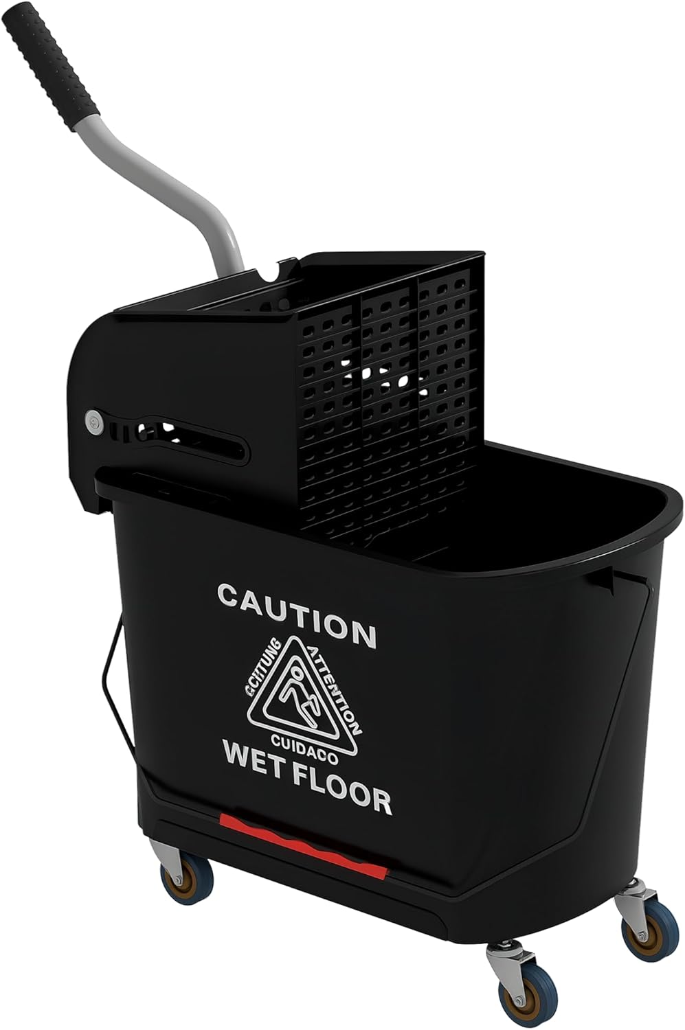 HOMCOM Compact Mop Bucket with Wringer on Wheels for Floor Cleaning, 21 Quart, Separate Dirty and