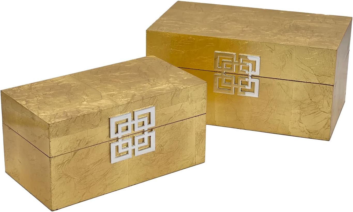 Galt International Storage Box Set Decorative Storage Box w/Hinged Lid Classic Design Wood Decor
